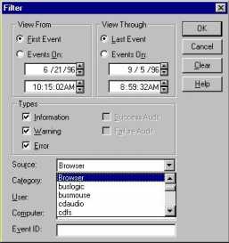 Event Viewer Filtering